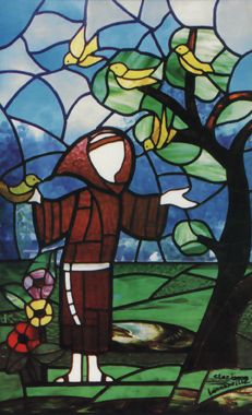 Saint François prêche aux oiseaux vitrail